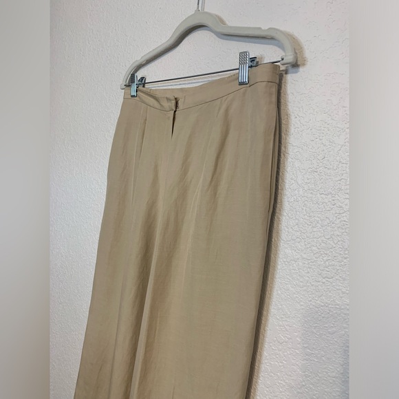 Laura Scott Women Sz 10 Silk Linen Blend Trouser Beige Pants Tapered Leg Preppy - Picture 3 of 9